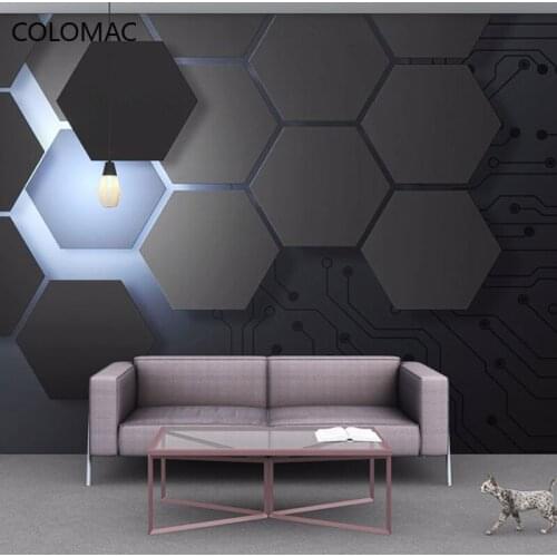 Colomac Custom 3d Geometric Black Technology Circuit Board Wallpaper Sci-fi Theme Decoration Mural Decor for Home Drop Shopping