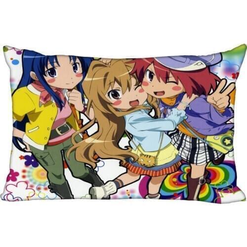 Anime Girl Toradora Pillow Cover Bedroom Home Office Decorative Pillowcase Rectangle Zipper Pillow Cases Satin Fabric 10-10