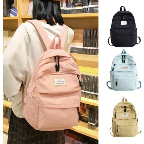 Nylon Backpack Women Solid Shoulder Bag Casual Women Backpack Teenage Girl School Bag Bagpack Backbag Mochila Feminina Sac
