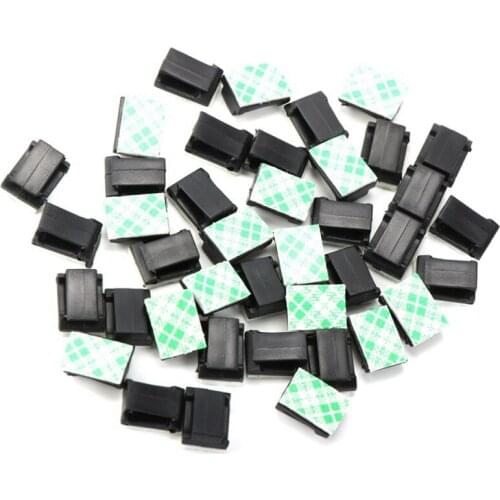 30Pcs Car Wire Clip Black Cable Tie Rectangle Holder Mount Clamp Self-adhesive