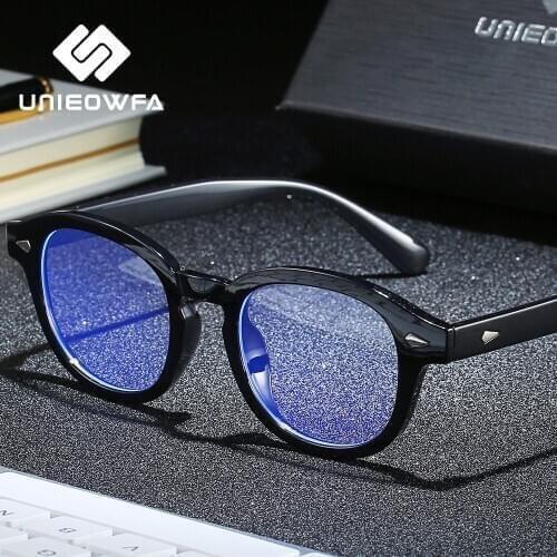 Retro Round Anti Blue Light Blocking Glasses Men Computer Gaming Eyeglasses Women Clear Transparent Protection Radiation Eyewear