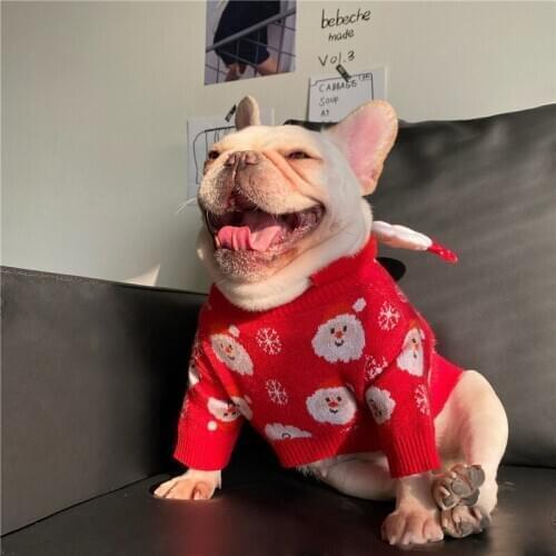 Chrismas Red Dog Holiday clothes Cat Bulldog Pug Dog Teddy Schnauzer Puppy Autumn Winter Dog Sweater