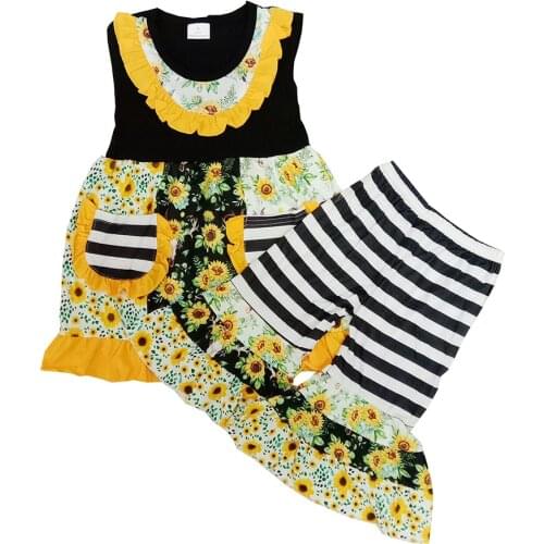 RTS Spring Summer Baby Girls Floral Outfits Boutique Clothing Set Kids Wholesale 2Piece Fashion Clothes Set Childre Kid Outfit