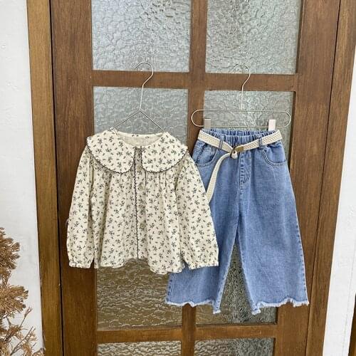 Girls' shirts 2021 spring and autumn Korean version of the new childrens clothing childrens western-style floral doll shirts