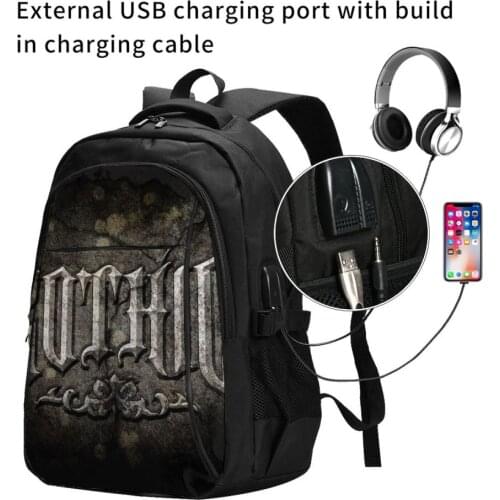 Gothic-Logo USB Interface backpack Cartoon Anime School Bags Boys Rucksack Girls Knapsack Men Women Travel Bag