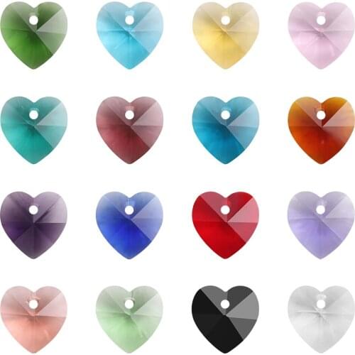 Glass Heart Beads Green 10mm 14mm Crafts Material DIY Crystal Charm Love Pendant Earings Jewelry Making Necklace Accessories