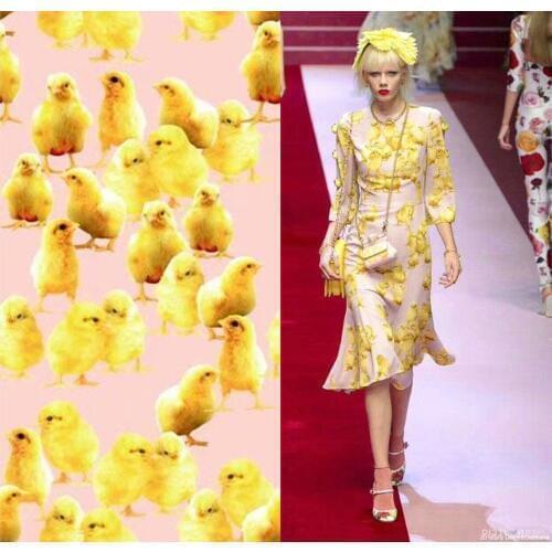 Silks story Super High Chick Print Digital Heavy Stretchy Natural Silk Fabric Tissus Au Metre Sew Dress Quilt Fabric Woven Telas