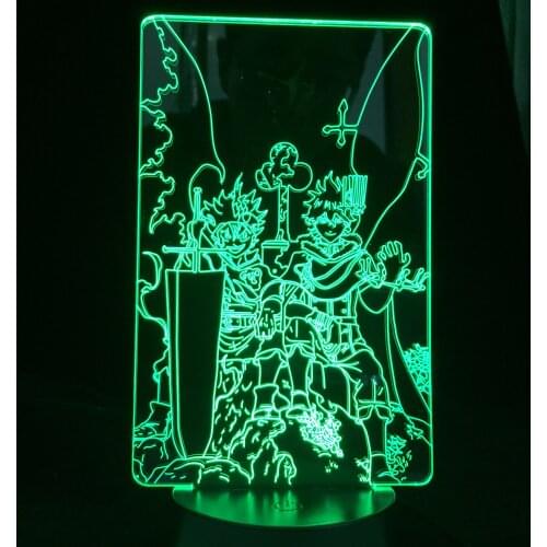 Black Clover Yuno and Asta Anime Led Light for Bedroom Decor Nightlight Kids Birthday Gift Manga Night Light Room Table 3d Lamp