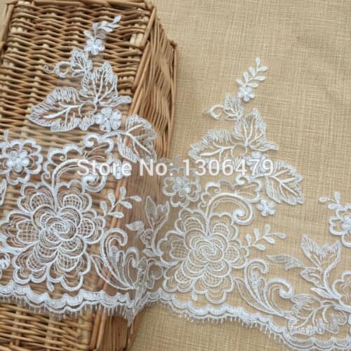 3Yards/lot Refined Luxury with Continental Car Bone Sequined Lace Wedding Dress Accessories Lace Trim 26.5cm RS1123