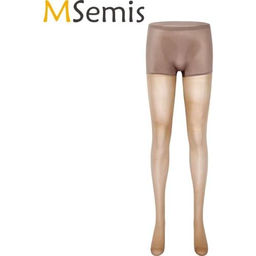 Women Female Glossy Patchwork Pantyhose Elastic Waistband Leggings See-through Stockings Exotic Long Pants Sissy Nightwear