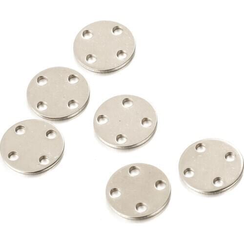 Stainless Steel 4 Holes 12mm Round Tag Connector Metal Mini Circular Charm DIY Accessories 100pcs