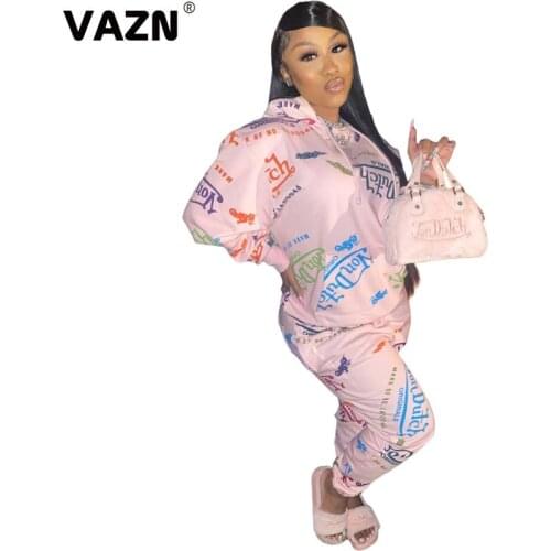VAZN 2020 Hot Energy Daily High-end Casual Young Tracksuits Hooded Full Sleeve Group Long Pants Slim Women 2 Piece Set