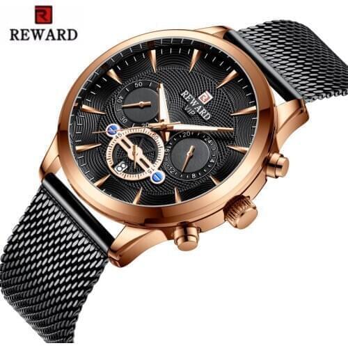 2020 Watch Men REWARD Top Brand Luxury Chronograph Sport Watches Auto Date Waterproof Stainless Steel Male Clock reloj hombre