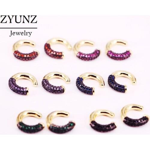 4 Pairs, New Fashion No Pierced Ear Cuffs for Women Charm C-shaped Gold Color CZ Clip Earrings Statement Earcuffs Accessories