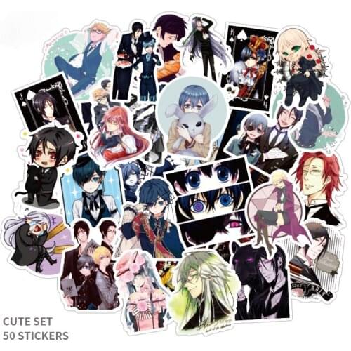 50PCS Black Butler Sticker Pack for Children Gift Cartoon Anime Stickers To Stationery Laptop Suitcase Guitar Fridge Decals