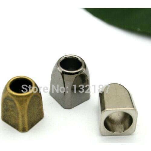 60pcs/lot metal zinc alloy bell stoppers square cord ends lock nickle, black, bronze free shipping BELL-008