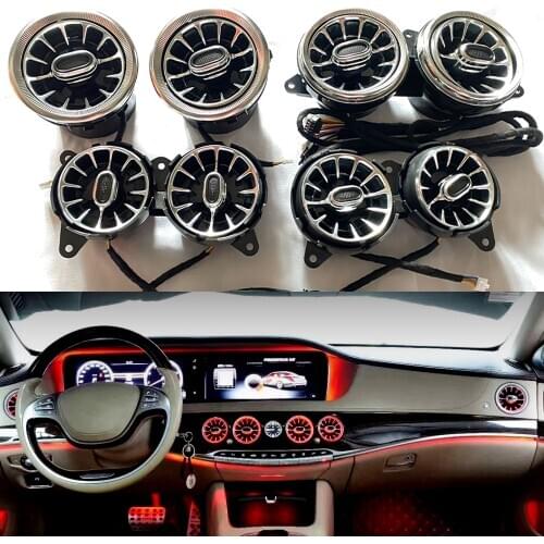 7/64 Color 8pcs Air Conditioning Ambient Light for Mercede Benz W222 S Class Front Vent Center Console Light Air Outlet LED Lamp