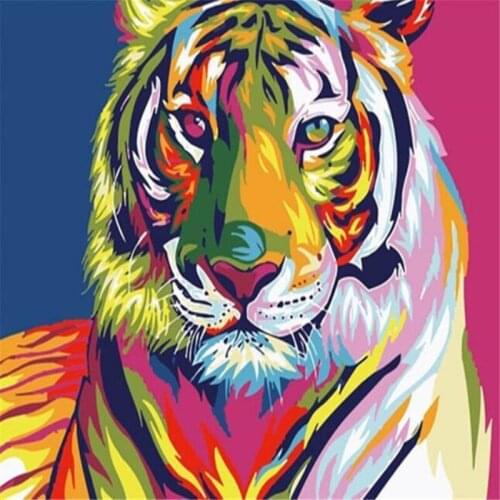 Color Animal 5D Diamond Painting Round Diamond Embroidery Tiger Cat Dog DIY Cross Stitch Wall Decoration Gir Holiday Gift