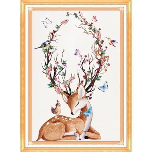 Old Street Home DIY 5D Diamond Painting Animal deer Full round Diamond Embroidery Cross Stitch Rhinestone Home decor gift