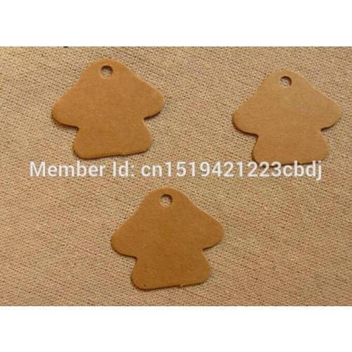 Free shipping 3.8x3.4cm blank mushroom shape kraft paper hang tag/Blank decoration cardboard/DIY kraft paper tags