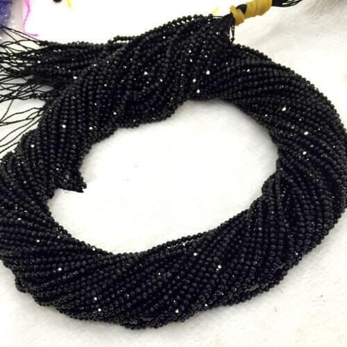 Loose beads black Spinel round faceted 2/3/4/5/6mm 14" for DIY jewelry making FPPJ wholesale beads nature gem stone