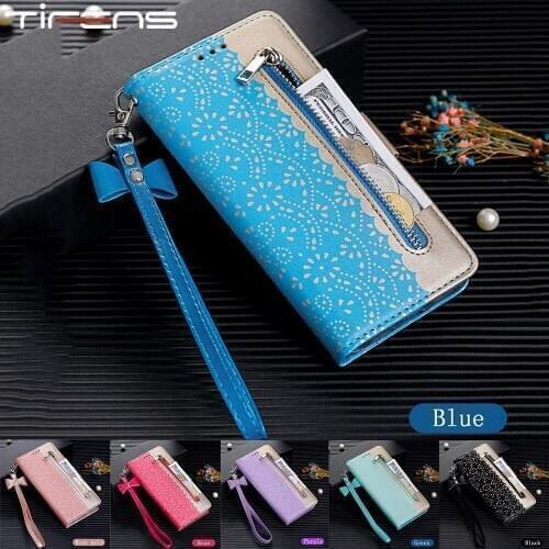 Leather Flip Lace Case For Huawei Y5 Y6 Y7 P40 P30 P20 Lite P Smart 2019 2020 Honor 9X 20 Pro 8A 8S Nova 5 5i Flip Phone Cover