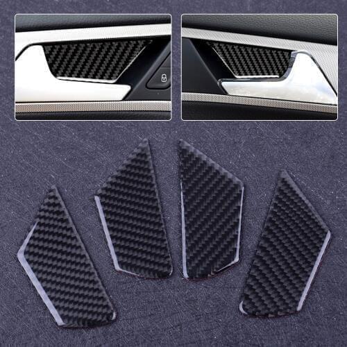 CITALL 4pcs/set Black Carbon Fiber Car Inner Door Handle Bowl Cover Trim Fit for VW Golf 7 MK7 VII 2014 2015 2016 2017
