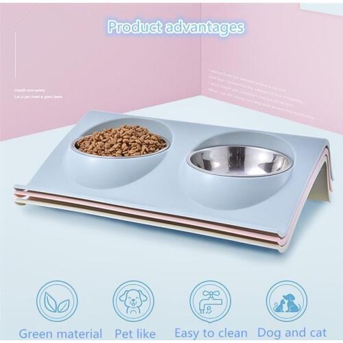 Double Dog Cat Bowls Stainless Steel Pet Food Water Feeder For Dog Puppy Cats Pets Supplies Feeding Dishes New