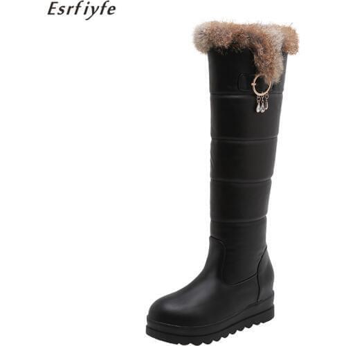ESRFIYFE 2020 New Female Warm Long Boots Party Shoes Woman Winter Women Over The Knee Boots High Quality Pu Leather Snow Boots