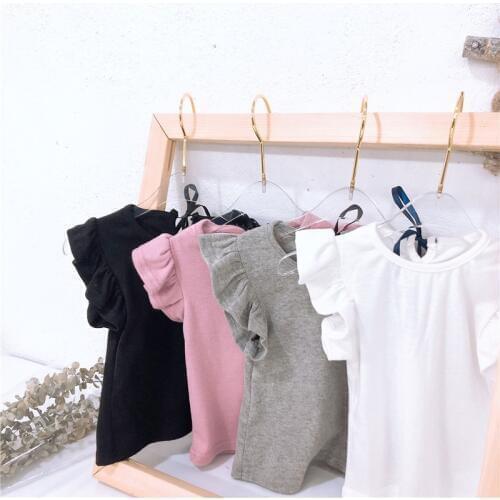 Baby Girls T-shirts Fashion Flying Sleeve Tops For Girl 1 2 3 4 5 Years Toddler Baby Clothing 2020 Children Tshirts Summer New