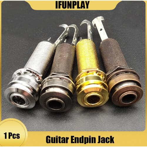 Guitar Pickup Endpin Jack Plug Sockets for Guitar 3 Prong Chrome Threaded Cycinder Long Guitar Bass Output Jack Hot