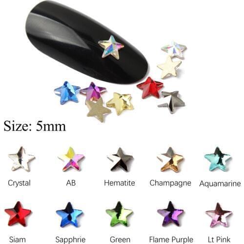 New Selling 5mm Star Nail art Rhinestone Flatback Crystal stones 30/100pcs For DIY Nail art Decoration