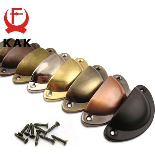 KAK 2PCS Retro Metal Kitchen Drawer Cabinet Door Handle And Furniture Knobs Handware Cupboard Antique Brass Shell Pull Handles