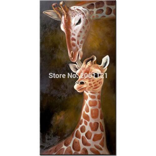 High quality loving animal canvas oil painting giraffe wall pictures single giraffes canvas art for modern home decor artwork