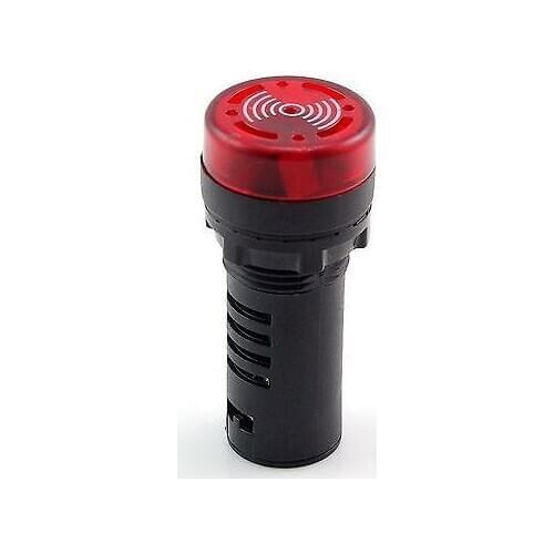 1PCS 12VDC 24VDC 36VDC 220VAC 22mm Diameter Red LED Indicator Light with Buzzer 60mm Height