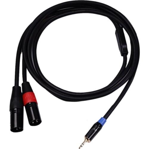 Hot Hifi 3.5mm to 2 XLR Male Cable High Quality Silver-Plated Stereo 3.5 Aux to Xlr Cable, 3.5 Aux to 2Xlr, 2M