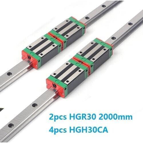 China Made 2pcs Linear Guide Rail HGR30 -L 2000MM + 4pcs HGH30CA Or HGW30CC Block Carriage for CNC Router