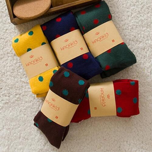 Cute Kids Tights Children Pantyhose Girls Cotton Dots Candy Color Stocking Child Skinny Dance Pants Girls Wear Brand 3-10Y