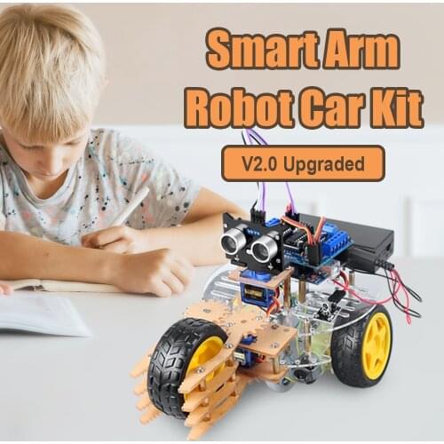 HUATYXIN Multifunction Acrylic manipulator Robot Car for Arduino IR wireless control Kids Toy Programable Robot Kit