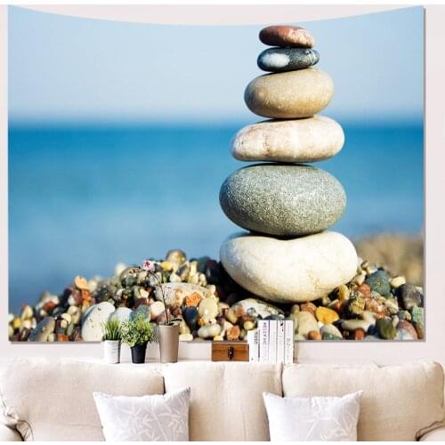 Meditation Tapestry Wall Hanging Zen Massage Stones Beach Pebble Tapestry Hippie For Livingroom Bedroom Dorm Decor 90x59 Inches