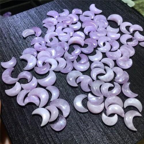 Natural Kunzite Moon Purple lithium fai Crystal Carved Figurine Gift Fashion Jewelry For Women