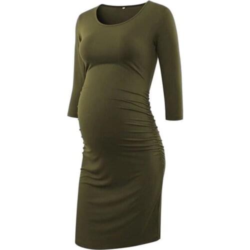 PatPat 2021 New ArrivalCasual Solid Long-sleeve Maternity Body-con Dress