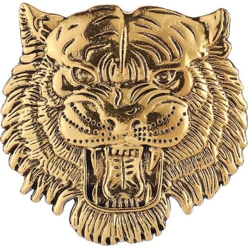 New Retro Metal Animal Tiger Brooch Pins Mens Suit Shirt Collar Pin Luxulry Jewelry Brooches for Women Corsage Accessories
