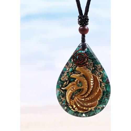 Malachite Pendant Bird Necklace For Women Phoenix Energy Healing Crystal Pendant Gemstones Jewelry