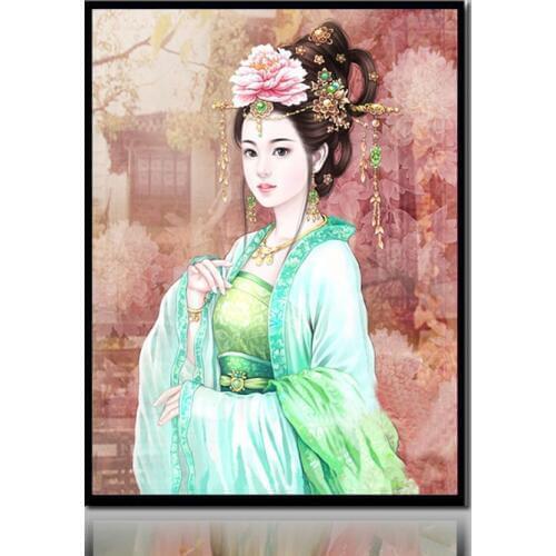 Peony classical elegant female Embroidery Needlework 14CT Counted Unprinted DIY Cross Stitch Kits Handmade Art Wall Decor