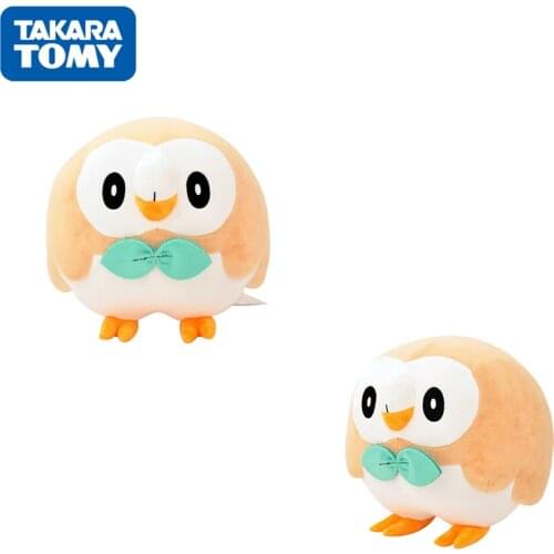 Takara Tomy Pokemon Anime Plush Toys Kawaii Rowlet Stuffed Doll Pillow Puppet Model Room Decoration Toy Children Birthday Gift