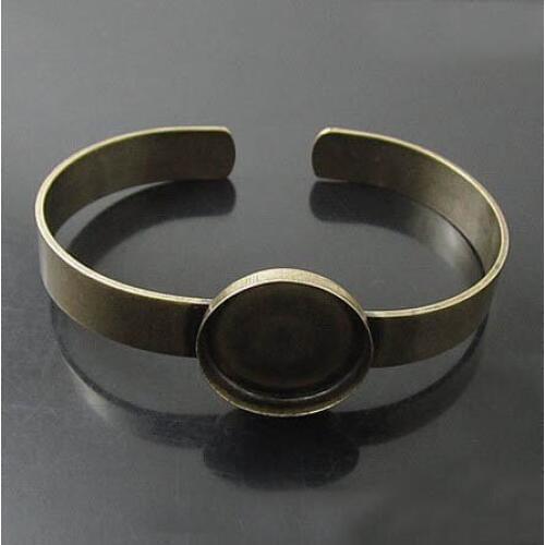 Multi-color Plated Open Cuff Bracelet Bases Settings with Round Deep Wall Bezel Cups Resin Cabochons Bangle DIY Findings