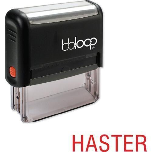 BBloop Danish Language "HASTER" Self-Inking Stamp, Rectangular, Laser Engraved, RED