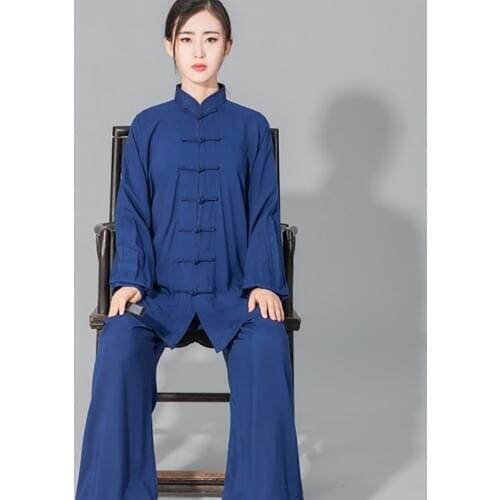 USHINE Tai chi Solid Cotton 6 Colors High Quality Wushu Kung fu Clothing Kids Adult Martial Arts Wing Chun Suit