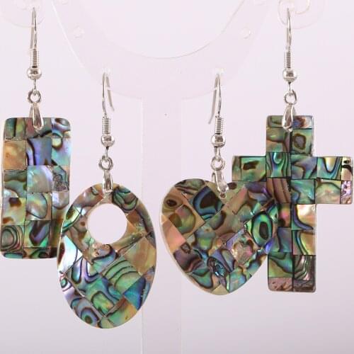 Natural Water Drop Bead Blue Abalone Shell Dangle Earrings 1Pair